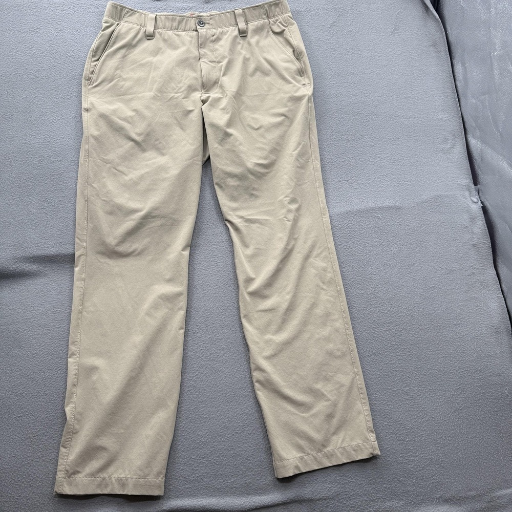 Under Armour Pants Mens 36x32 (Fit‎ 34/32) Beige Relaxed Fit Chino Elastic Waist